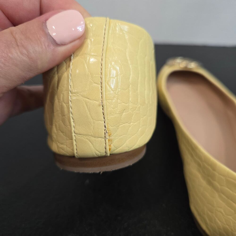 Nanette Lapore Haylie Ballet Flats Yellow Crocodile Embossed Sz 9.5M Officecore - Picture 7 of 12